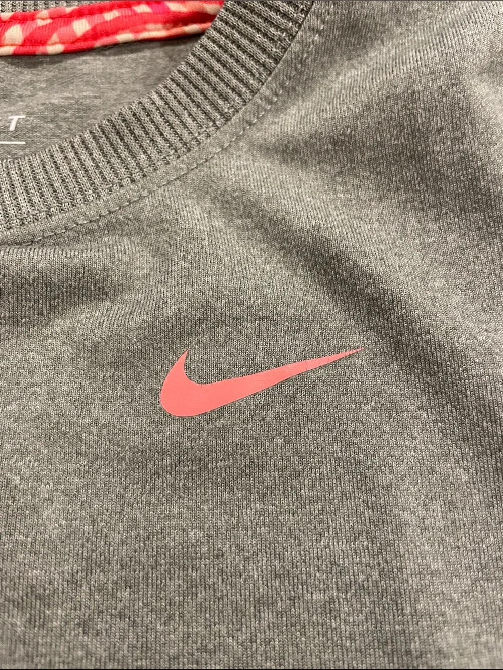 Nike Girls' Gray Pullover Sweatshirt with Pink Swoosh